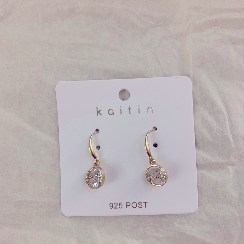 Crystal and gold tone earrings